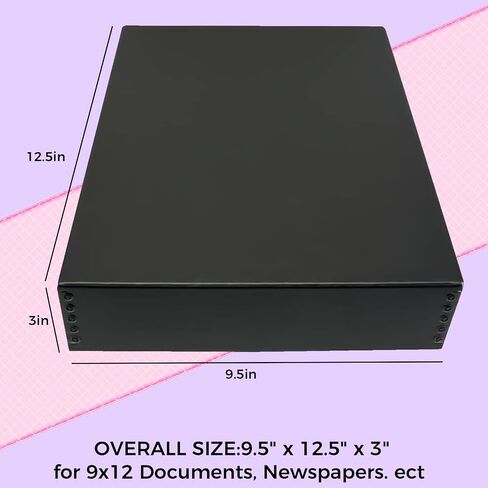 Golden State Art, Drop Front Archival Storage Box, 11.75"x15.25"x3"-Black | Acid-Free 11x14 Museum Photo Storage Box with Metal Edge, Preserve Documents, Prints, Poster, Photographs, Arts And Crafts in Saudi Arabia