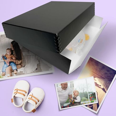 Golden State Art, Drop Front Archival Storage Box, 11.75"x15.25"x3"-Black | Acid-Free 11x14 Museum Photo Storage Box with Metal Edge, Preserve Documents, Prints, Poster, Photographs, Arts And Crafts in Saudi Arabia