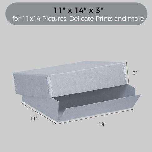 Lineco, Archival Storage Box, Drop Front Museum Box, 11x14x3 Inch | Acid-Free Museum Preservation Organizer with Metal Edge, Preserves Newspapers, Photos, Documents, Crafts, Prints, Papers in Saudi Arabia
