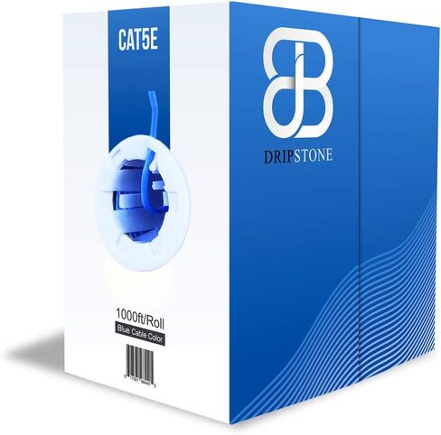 Dripstone - كابل شبكة LAN إيثرنت 600000 بطول 1000 قدم CAT5e 4/UTP 24AWG (أبيض) in Kuwait