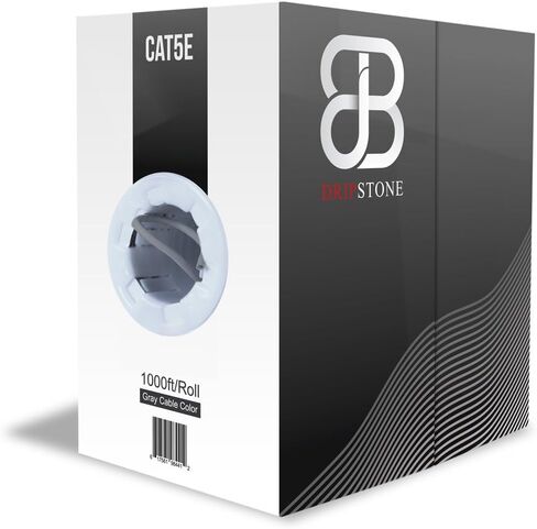 DRIPSTONE 1000ft CAT5e Ethernet LAN Cable 24AWG Solid CCA UTP Wire (Black) in Saudi Arabia