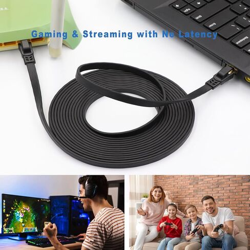 Cat8 Ethernet Cable 25FT 40Gbps High Speed 2000MHz Gold-Plated RJ45 | S/FTP Flat Ethernet Cable, UV/Wear-Resistant, Indoor & Outdoor Use,for Router, Modem, Gaming, PC,Switch, Streaming – White in Kuwait