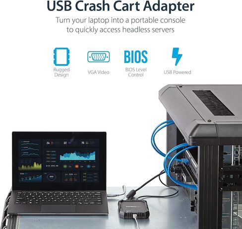 محول StarTech.com Crash Cart - 1920 x 1200 - كمبيوتر محمول محمول USB 2.0 إلى وحدة تحكم KVM (NOTECONS01) in Kuwait
