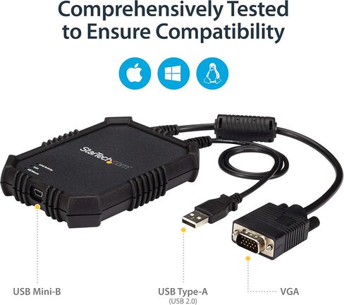 محول StarTech.com Crash Cart - 1920 x 1200 - كمبيوتر محمول محمول USB 2.0 إلى وحدة تحكم KVM (NOTECONS01) in Kuwait