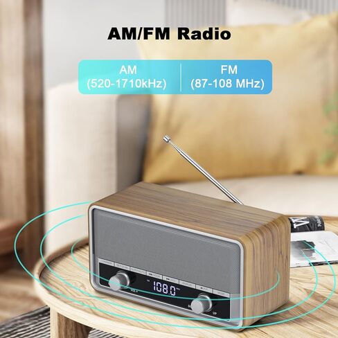 Audiocrazy AM FM راديو التوصيل في الحائط، راديو مع بلوتوث للمنزل، أفضل راديو ساعة الاستقبال مع شاشة LCD، النوم / 40 إعدادًا مسبقًا راديو بلوتوث قديم / عتيق للعمل في غرفة نوم المطبخ الداخلي in Kuwait
