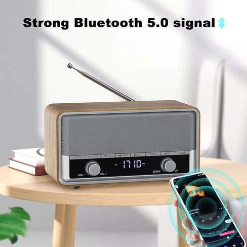 Audiocrazy AM FM راديو التوصيل في الحائط، راديو مع بلوتوث للمنزل، أفضل راديو ساعة الاستقبال مع شاشة LCD، النوم / 40 إعدادًا مسبقًا راديو بلوتوث قديم / عتيق للعمل في غرفة نوم المطبخ الداخلي in Kuwait