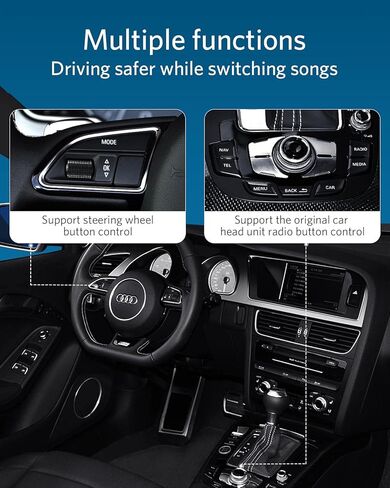 محول سيارة INVERY Airdual Bluetooth 5.0 aptX-HD متوافق مع واجهة موسيقى Audi MMI 3G AMI، Audi Symphony، Audi Concert، واجهة وسائط مرسيدس وموصل Volkswagen MDI in Kuwait