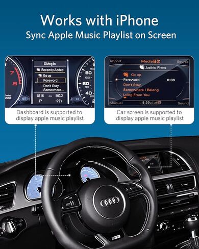محول سيارة INVERY Airdual Bluetooth 5.0 aptX-HD متوافق مع واجهة موسيقى Audi MMI 3G AMI، Audi Symphony، Audi Concert، واجهة وسائط مرسيدس وموصل Volkswagen MDI in Kuwait