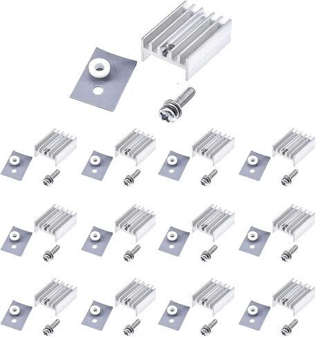 Easycargo 10 Packs TO-220 Heatsink + Insulator Mounting Screws Kits for LM317 LM317t L7805 L7812 L78XX Voltage Regulator, IRFZ44N 3205 520N 630 1404 MOSFET Transistor (20mmx15mmx11mm) in Kuwait