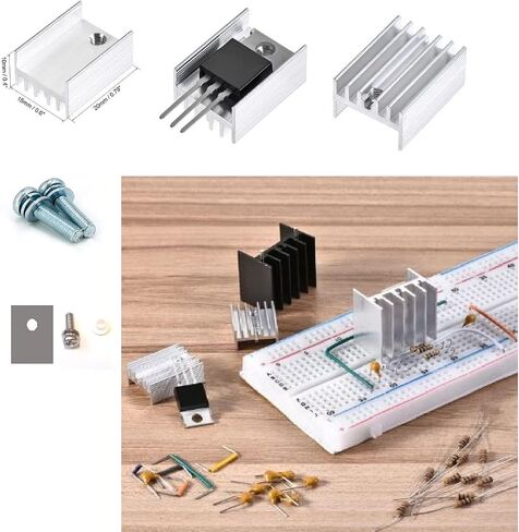 Easycargo 10 Packs TO-220 Heatsink + Insulator Mounting Screws Kits for LM317 LM317t L7805 L7812 L78XX Voltage Regulator, IRFZ44N 3205 520N 630 1404 MOSFET Transistor (20mmx15mmx11mm) in Kuwait