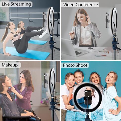 مصباح حلقي لسطح المكتب مقاس 12 بوصة من Fugetek مع حامل ثلاثي القوائم للهاتف، حامل الهاتف، يعمل بمنفذ USB، أرجل قابلة للتمديد بسهولة، LED، 3 أوضاع ألوان، قابلة للتعتيم، صور، فيديو، TIK Tok in Kuwait