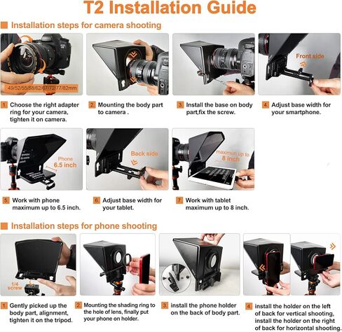 جهاز Desview T3 Teleprompter لأجهزة iPad اللوحية والهواتف الذكية حتى 11 بوصة، مجموعة أدوات تلقين زجاجية مقسمة شعاع 70/30 مع جهاز تحكم عن بعد لتسجيل فيديو كاميرا DSLR in Kuwait