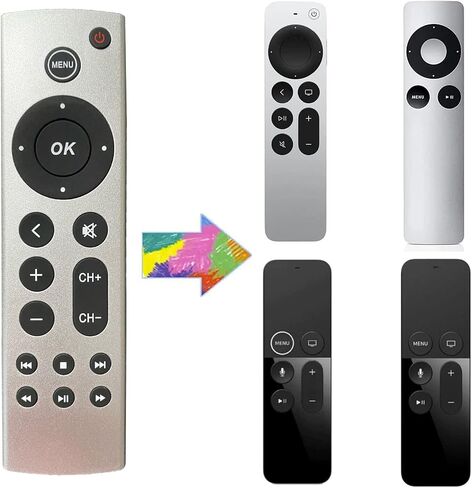 Universal Replacement Remote for Apple TV 4K/ Gen 1 2 3 4/ HD A2843 A2737 A2169 A1842 A1625 A1427 A1469 A1378 A1218, No Voice Command Included in Kuwait
