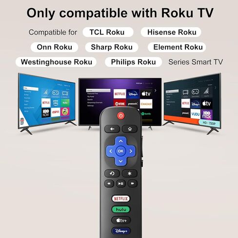 【Pack of 2】New Universal TV Remote for All Roku TV，Replacement Remote Compatible Only for Roku TV Remote, Replacement for TCL Roku/for Hisense Roku/for Onn Roku TV(Not for Roku Stick and Box) in Kuwait