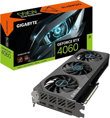 GIGABYTE GeForce RTX 4060 Eagle OC 8G Graphics Card, 3X WINDFORCE Fans, 8GB 128-bit GDDR6, GV-N4060EAGLE OC-8GD Video Card in Saudi Arabia