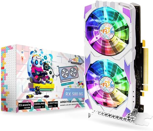 بطاقات عرض مرئي RX 580 8G من ارديز، 2048SP، GDDR5، 256 بت، بطاقة فيديو العاب حقيقية 8GB، مع 3XDP، HDMI، PCI اكسبرس 3.0 مع توقف مروحة تجميد للكمبيوتر المكتبي وبطاقة وحدة معالجة الرسومات الجرافيكية in Kuwait