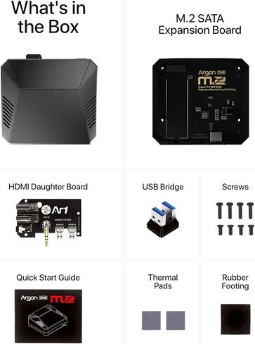Argon ONE M.2 Aluminum Case for Raspberry Pi 4 with SATA SSD Support | Power Button and Fan | Compatible B-Key and B+M Key in Saudi Arabia