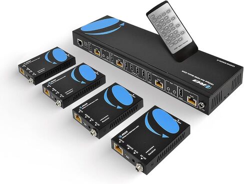 4K 4x4 HDMI Extender Matrix by OREI - UltraHD 4K @ 60Hz 4:4:4 Over Single CAT5e/6/7 Cable with HDR Switcher & IR Control, RS-232 - Up to 230 Ft - 1080P Downscale - 4 x Loop Out - 4 Receivers Included | HDMI Matrix Switch Extender, 4x8 HDMI Extender Matrix in Kuwait