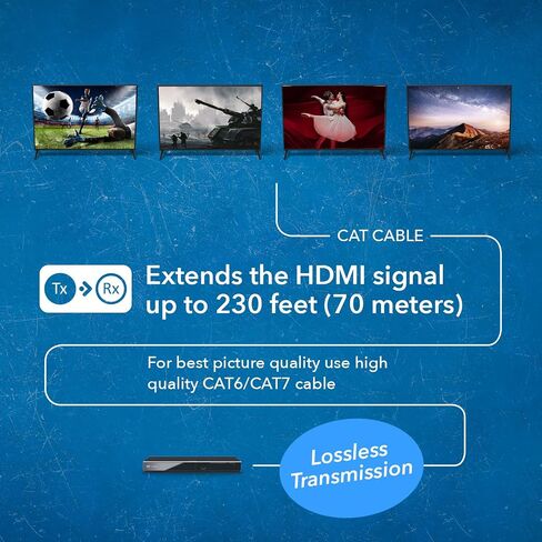 4K 4x4 HDMI Extender Matrix by OREI - UltraHD 4K @ 60Hz 4:4:4 Over Single CAT5e/6/7 Cable with HDR Switcher & IR Control, RS-232 - Up to 230 Ft - 1080P Downscale - 4 x Loop Out - 4 Receivers Included | HDMI Matrix Switch Extender, 4x8 HDMI Extender Matrix in Kuwait