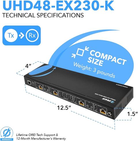 4K 4x4 HDMI Extender Matrix by OREI - UltraHD 4K @ 60Hz 4:4:4 Over Single CAT5e/6/7 Cable with HDR Switcher & IR Control, RS-232 - Up to 230 Ft - 1080P Downscale - 4 x Loop Out - 4 Receivers Included | HDMI Matrix Switch Extender, 4x8 HDMI Extender Matrix in Kuwait