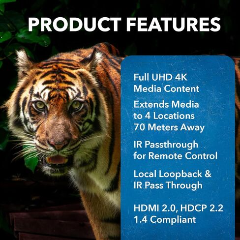 4K 4x4 HDMI Extender Matrix by OREI - UltraHD 4K @ 60Hz 4:4:4 Over Single CAT5e/6/7 Cable with HDR Switcher & IR Control, RS-232 - Up to 230 Ft - 1080P Downscale - 4 x Loop Out - 4 Receivers Included | HDMI Matrix Switch Extender, 4x8 HDMI Extender Matrix in Kuwait