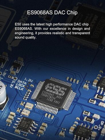Topping E50 MQA Full DAC ES9068AS XU216 32Bit/768k هرتز DSD512 PCM768k هرتز فك التشفير RCA TRS Ultra Low Noise Preamp (أزرق) in Kuwait