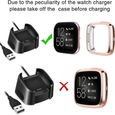 Wepro Screen Protective Case Compatible with Fitbit Versa 2 Smartwatch | 3-Pack Soft TPU Full Cover Cases Compatible with Fitbit Versa 2 Watch, Clear/Black/Rose Gold in Kuwait