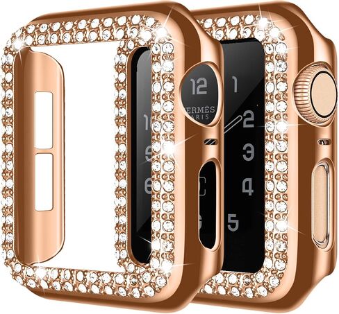 adepoy Compatible for Apple Watch Case 40mm Series 6/5/4 SE Bling Rhinestone Apple Watch Protective Case Bumper Frame Case Cover for Women Girl iWatch Series 40mm Silver in Kuwait