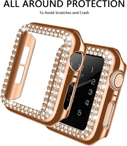 adepoy Compatible for Apple Watch Case 40mm Series 6/5/4 SE Bling Rhinestone Apple Watch Protective Case Bumper Frame Case Cover for Women Girl iWatch Series 40mm Silver in Kuwait