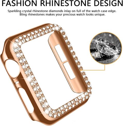 adepoy Compatible for Apple Watch Case 40mm Series 6/5/4 SE Bling Rhinestone Apple Watch Protective Case Bumper Frame Case Cover for Women Girl iWatch Series 40mm Silver in Kuwait