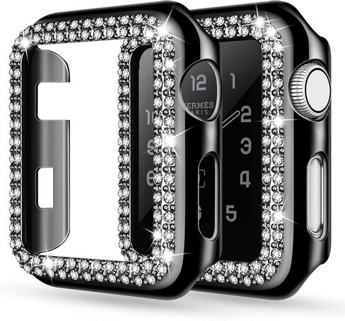 adepoy متوافق مع حافظة ساعة ابل 40 ملم سلسلة 6/5/4 SE Bling rhinestone Apple Watch حافظة واقية إطار ممتص للصدمات للنساء والفتيات سلسلة iWatch 40 ملم اسود in Kuwait