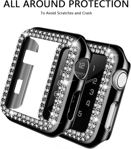 adepoy متوافق مع حافظة ساعة ابل 40 ملم سلسلة 6/5/4 SE Bling rhinestone Apple Watch حافظة واقية إطار ممتص للصدمات للنساء والفتيات سلسلة iWatch 40 ملم اسود in Kuwait