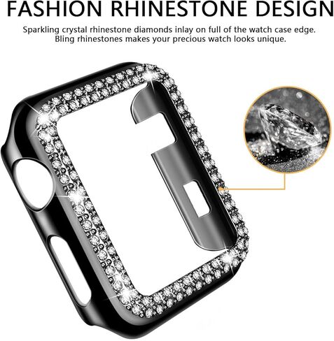 adepoy متوافق مع حافظة ساعة ابل 40 ملم سلسلة 6/5/4 SE Bling rhinestone Apple Watch حافظة واقية إطار ممتص للصدمات للنساء والفتيات سلسلة iWatch 40 ملم اسود in Kuwait