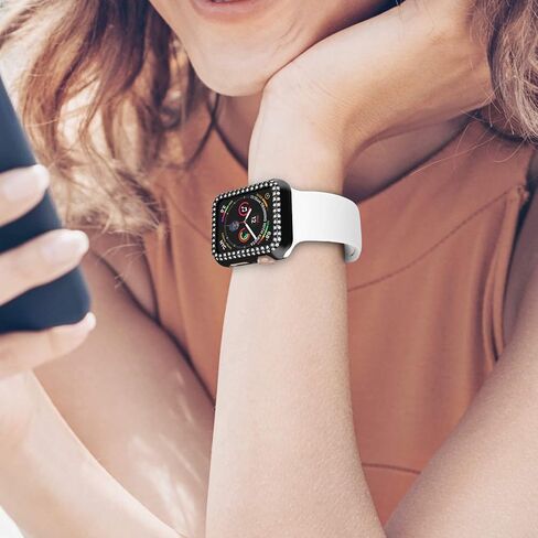adepoy متوافق مع حافظة ساعة ابل 40 ملم سلسلة 6/5/4 SE Bling rhinestone Apple Watch حافظة واقية إطار ممتص للصدمات للنساء والفتيات سلسلة iWatch 40 ملم اسود in Kuwait