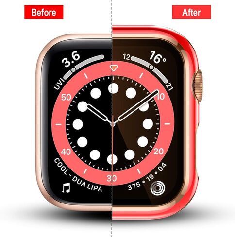 Charlam متوافق مع حافظة ساعة Apple مقاس 44 مم SE Series 6 5 4 مع واقي شاشة من الزجاج المقوى، عبوتان من غطاء الحماية الشامل الأنيق، حافة ذهبية وردية سوداء وحافة ذهبية وردية بيضاء ممتصة للصدمات in Saudi Arabia