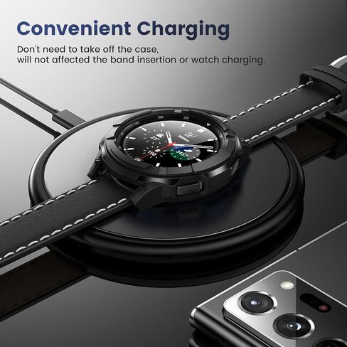 Goton 3 in 1 Accessories for Samsung Galaxy Watch 4 46mm, 1 Rugged TPU Armor Bumper Case +2 Tempered Glass Screen Protector Films + 1 Bezel Ring for Galaxy Watch 4 46mm in Kuwait