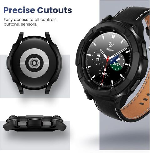 Goton 3 in 1 Accessories for Samsung Galaxy Watch 4 46mm, 1 Rugged TPU Armor Bumper Case +2 Tempered Glass Screen Protector Films + 1 Bezel Ring for Galaxy Watch 4 46mm in Kuwait