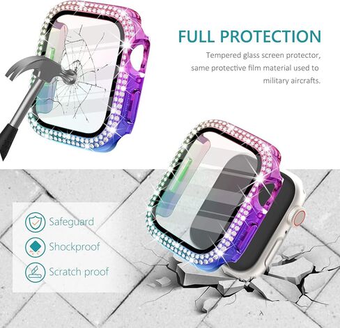 Surace Bling Case with Screen Protector for Apple Watch Series 6/5/4 44mm | Crystals Diamond Protective Face Cover Bumper with Tempered Glass Apple Watch Case, Sensitive Touch, Gold in Kuwait