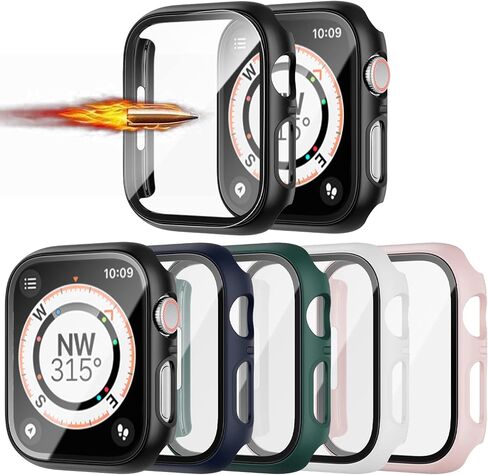 حافظة مكونة من 5 قطع مع واقي شاشة من الزجاج المقوى لساعة Apple 42 مم السلسلة 3، JZK Hard PC HD غطاء كامل واقي حماية لملحقات iwatch Series 3/2/1 42 ​​مم in Kuwait