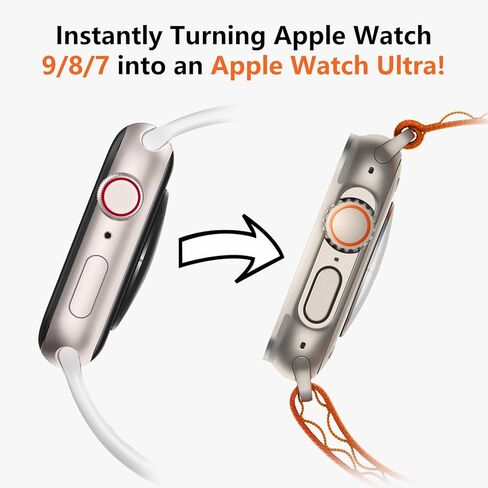 جراب معدني 3 في 1 من amBand متوافق مع Apple Watch Series 6/5/4 SE/SE2 مقاس 44 مم، واقي ممتص الصدمات W1 [يتحول إلى ترقية Ultra 2/1] مع تاج الساعة + غطاء خلفي للساعة، تيتانيوم أصلي in Kuwait