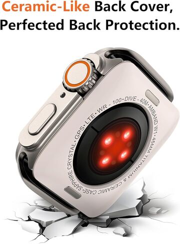 جراب معدني 3 في 1 من amBand متوافق مع Apple Watch Series 6/5/4 SE/SE2 مقاس 44 مم، واقي ممتص الصدمات W1 [يتحول إلى ترقية Ultra 2/1] مع تاج الساعة + غطاء خلفي للساعة، تيتانيوم أصلي in Kuwait