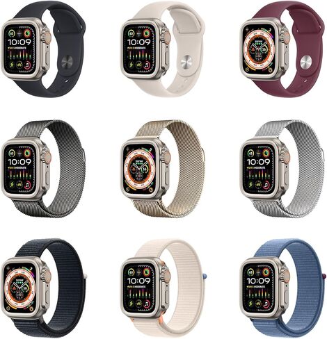 جراب معدني 3 في 1 من amBand متوافق مع Apple Watch Series 6/5/4 SE/SE2 مقاس 44 مم، واقي ممتص الصدمات W1 [يتحول إلى ترقية Ultra 2/1] مع تاج الساعة + غطاء خلفي للساعة، تيتانيوم أصلي in Kuwait