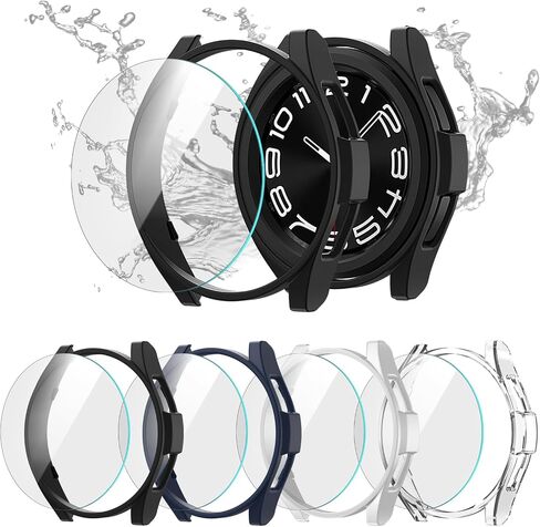 Cuteey [4+4 عبوات] حافظة حماية شاشة لساعة Galaxy Watch 6 مقاس 40 مم، غطاء ممتص للصدمات صلب من البولي كربونات مع طبقة واقية من الزجاج المقوى المضاد للضباب لملحقات ساعة Galaxy Watch 6 مقاس 40 مم، ضوء النجوم/أخضر/شفاف/أرجواني in Kuwait