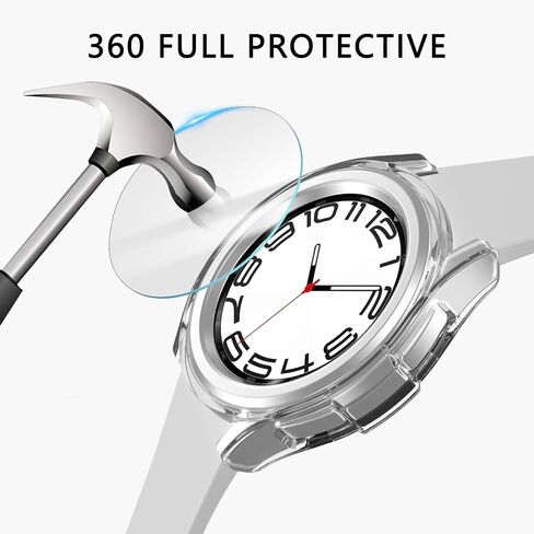 Cuteey [4+4 عبوات] حافظة حماية شاشة لساعة Galaxy Watch 6 مقاس 40 مم، غطاء ممتص للصدمات صلب من البولي كربونات مع طبقة واقية من الزجاج المقوى المضاد للضباب لملحقات ساعة Galaxy Watch 6 مقاس 40 مم، ضوء النجوم/أخضر/شفاف/أرجواني in Kuwait