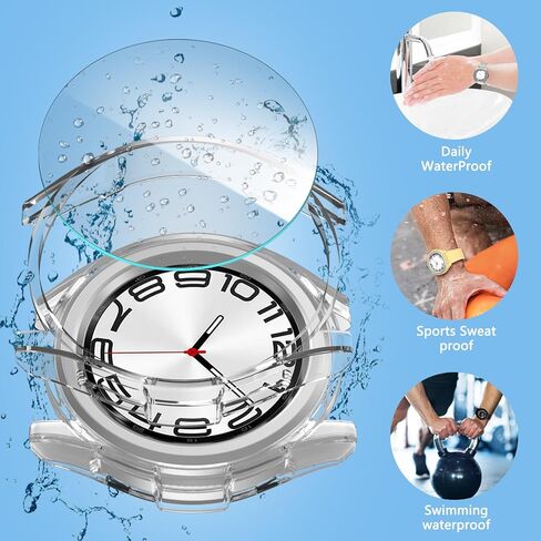 Cuteey [4+4 عبوات] حافظة حماية شاشة لساعة Galaxy Watch 6 مقاس 40 مم، غطاء ممتص للصدمات صلب من البولي كربونات مع طبقة واقية من الزجاج المقوى المضاد للضباب لملحقات ساعة Galaxy Watch 6 مقاس 40 مم، ضوء النجوم/أخضر/شفاف/أرجواني in Kuwait