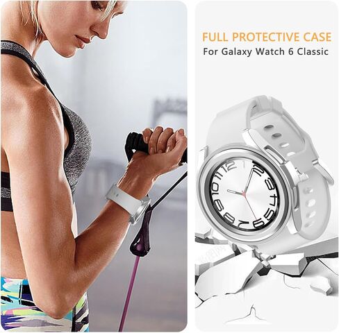 Cuteey [4+4 عبوات] حافظة حماية شاشة لساعة Galaxy Watch 6 مقاس 40 مم، غطاء ممتص للصدمات صلب من البولي كربونات مع طبقة واقية من الزجاج المقوى المضاد للضباب لملحقات ساعة Galaxy Watch 6 مقاس 40 مم، ضوء النجوم/أخضر/شفاف/أرجواني in Kuwait