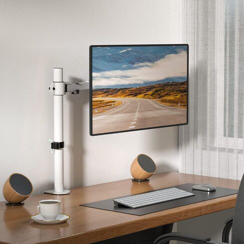 WALI Single Monitor Mount, Single Monitor Arm Desk Mount,Desk Monitor Stand, Holds Screen Up to 32inch, 22lbs, Adjustable Mount with C-CLAMP Designed for Home Office Application(M001), Black in Kuwait