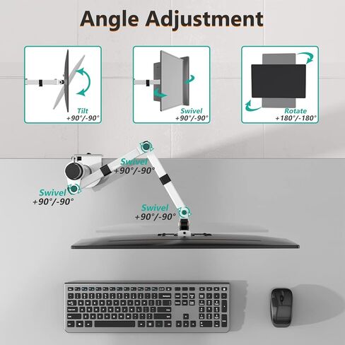 WALI Single Monitor Mount, Single Monitor Arm Desk Mount,Desk Monitor Stand, Holds Screen Up to 32inch, 22lbs, Adjustable Mount with C-CLAMP Designed for Home Office Application(M001), Black in Kuwait