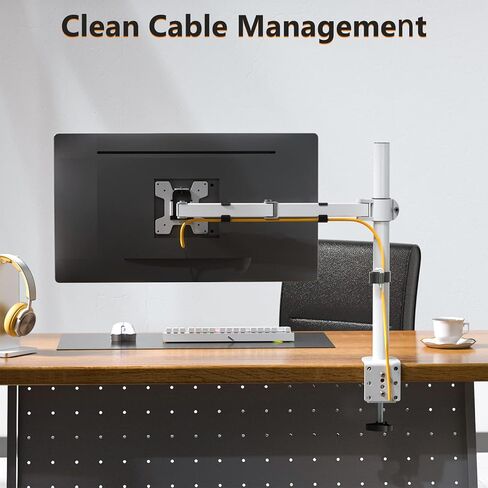 WALI Single Monitor Mount, Single Monitor Arm Desk Mount,Desk Monitor Stand, Holds Screen Up to 32inch, 22lbs, Adjustable Mount with C-CLAMP Designed for Home Office Application(M001), Black in Kuwait