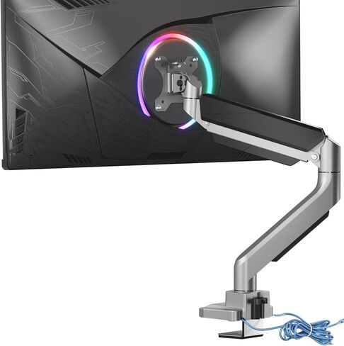WALI Single Monitor Gas Spring Desk Mount, Heavy Duty Monitor Arm for Ultrawide Screen up to 35 inch, 33 lbs. Fully Adjustable, Mounting Holes 75 and 100 (GSM001XL), Black in Saudi Arabia
